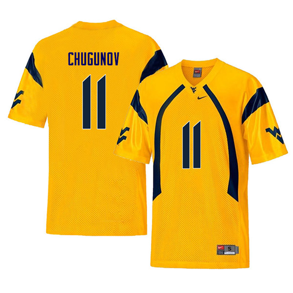 NCAA Men's Chris Chugunov West Virginia Mountaineers Yellow #11 Nike Stitched Football College Retro Authentic Jersey DR23C24TK